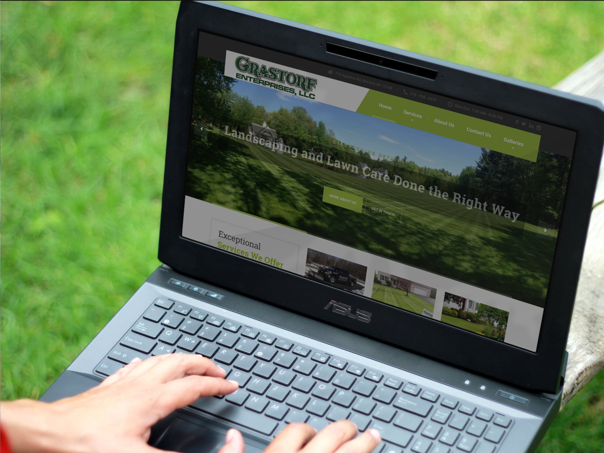grastorf landscaping website on a laptop